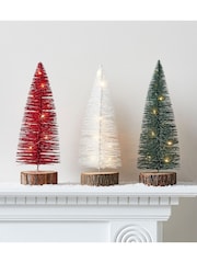 Lights4fun Pinewood Bottle Brush Mini Christmas Tree Trio - Image 1 of 2