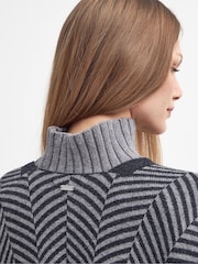 Barbour® Grey Roslin 100% Cotton Knitted Jacquard Cape - Image 10 of 12