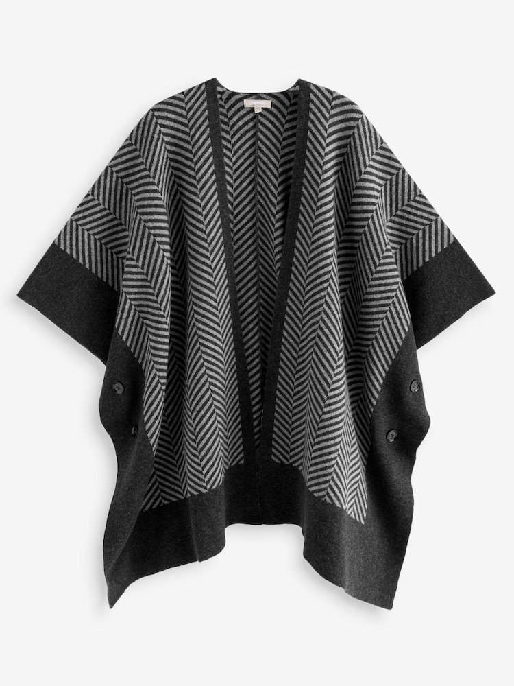 Barbour® Grey Roslin 100% Cotton Knitted Jacquard Cape - Image 12 of 12