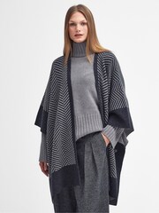 Barbour® Grey Roslin 100% Cotton Knitted Jacquard Cape - Image 6 of 12