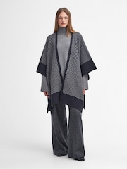 Barbour® Grey Roslin 100% Cotton Knitted Jacquard Cape - Image 8 of 12