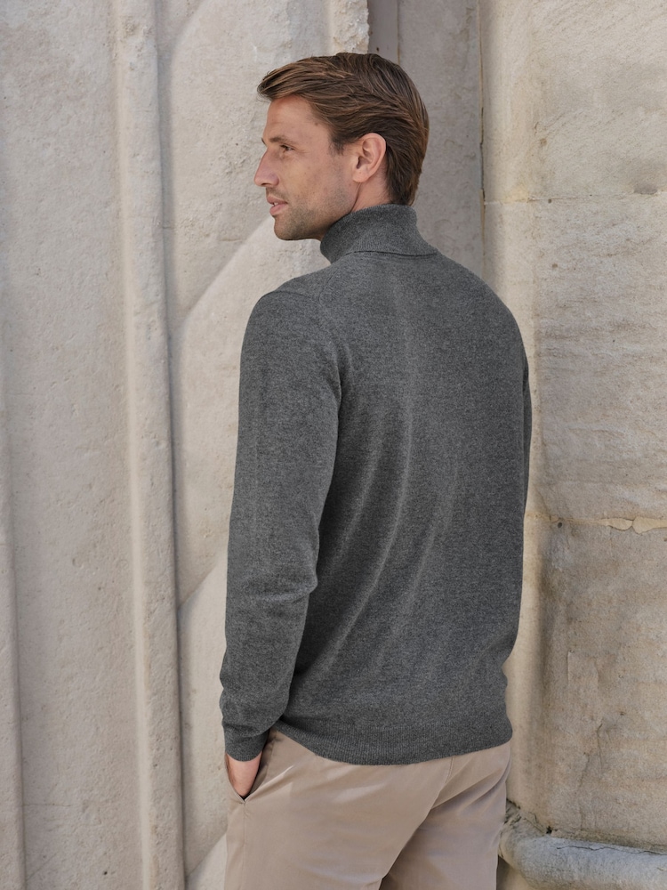 Pure Collection Grey Cashmere Roll Neck Jumper - Image 2 of 3