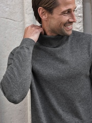 Pure Collection Grey Cashmere Roll Neck Jumper - Image 3 of 3