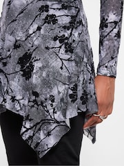 Joe Browns Grey Flocked Sparkle Tunic Top With Asymmetric Hem - Image 3 of 7