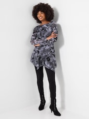 Joe Browns Grey Flocked Sparkle Tunic Top With Asymmetric Hem - Image 5 of 7