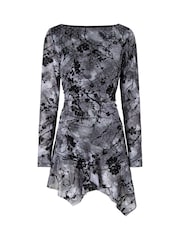 Joe Browns Grey Flocked Sparkle Tunic Top With Asymmetric Hem - Image 7 of 7