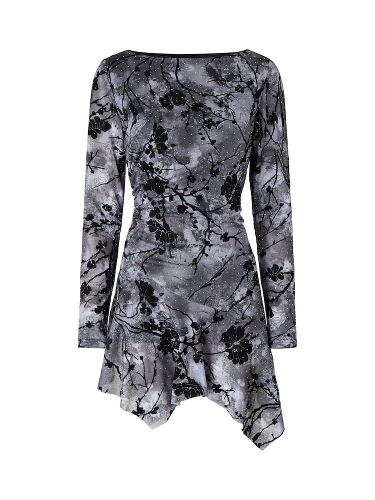 Joe Browns Grey Flocked Sparkle Tunic Top With Asymmetric Hem - Image 7 of 7