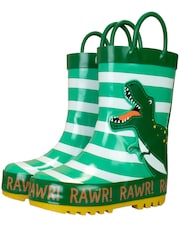 Harry Bear Green Dinosaur Printed Wellies - Image 1 of 5