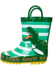 Harry Bear Green Dinosaur Printed Wellies - Image 2 of 5