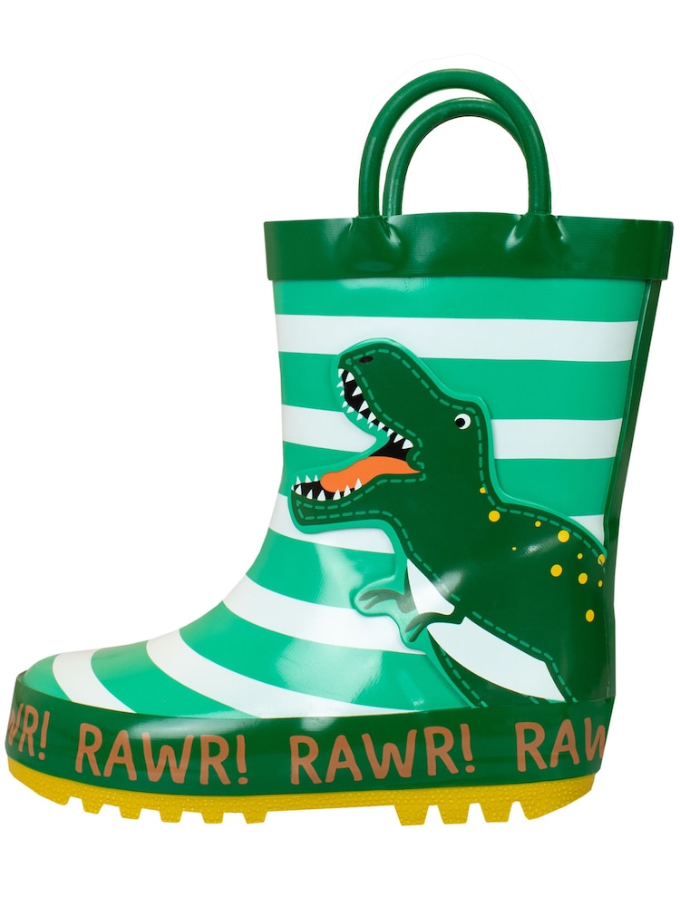 Harry Bear Green Dinosaur Printed Wellies - Image 2 of 5