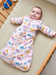JoJo Maman Bébé Pink Dino 3.5 Tog Baby Sleeping Bag - Image 1 of 4