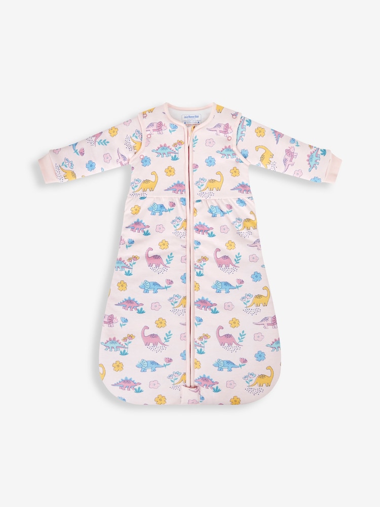 JoJo Maman Bébé Pink Dino 3.5 Tog Baby Sleeping Bag - Image 2 of 4