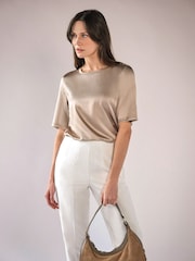 Pure Collection Natural Silk Front T-Shirt - Image 1 of 3