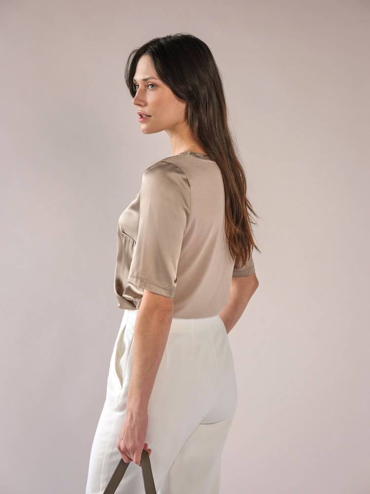Pure Collection Natural Silk Front T-Shirt - Image 2 of 3 Pure Collection Natural Silk Front T-Shirt - Image 2 of 3