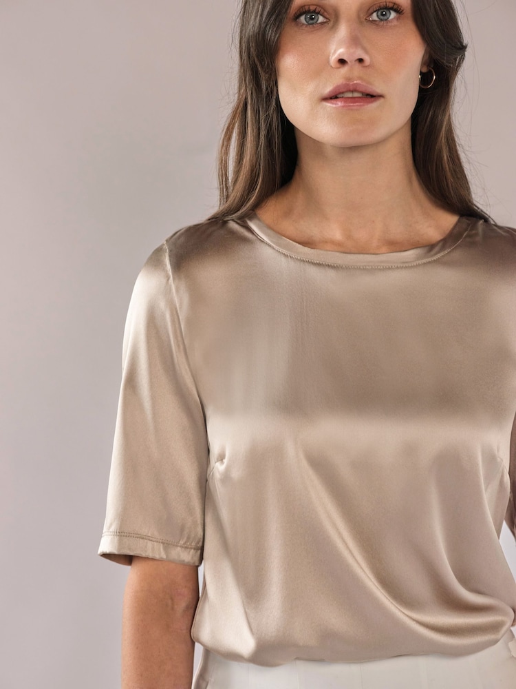 Pure Collection Natural Silk Front T-Shirt - Image 3 of 3 Pure Collection Natural Silk Front T-Shirt - Image 3 of 3