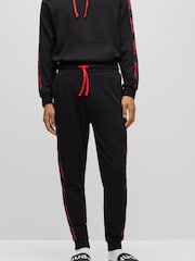 HUGO Black 100% Cotton Embroidered Tape Logo Tracksuit Joggers - Image 2 of 6