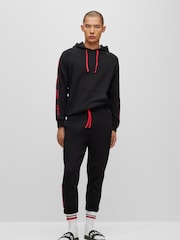 HUGO Black 100% Cotton Embroidered Tape Logo Tracksuit Joggers - Image 4 of 6