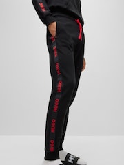 HUGO Black 100% Cotton Embroidered Tape Logo Tracksuit Joggers - Image 5 of 6