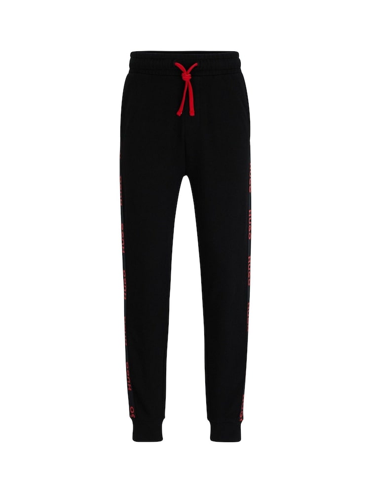 HUGO Black 100% Cotton Embroidered Tape Logo Tracksuit Joggers - Image 6 of 6