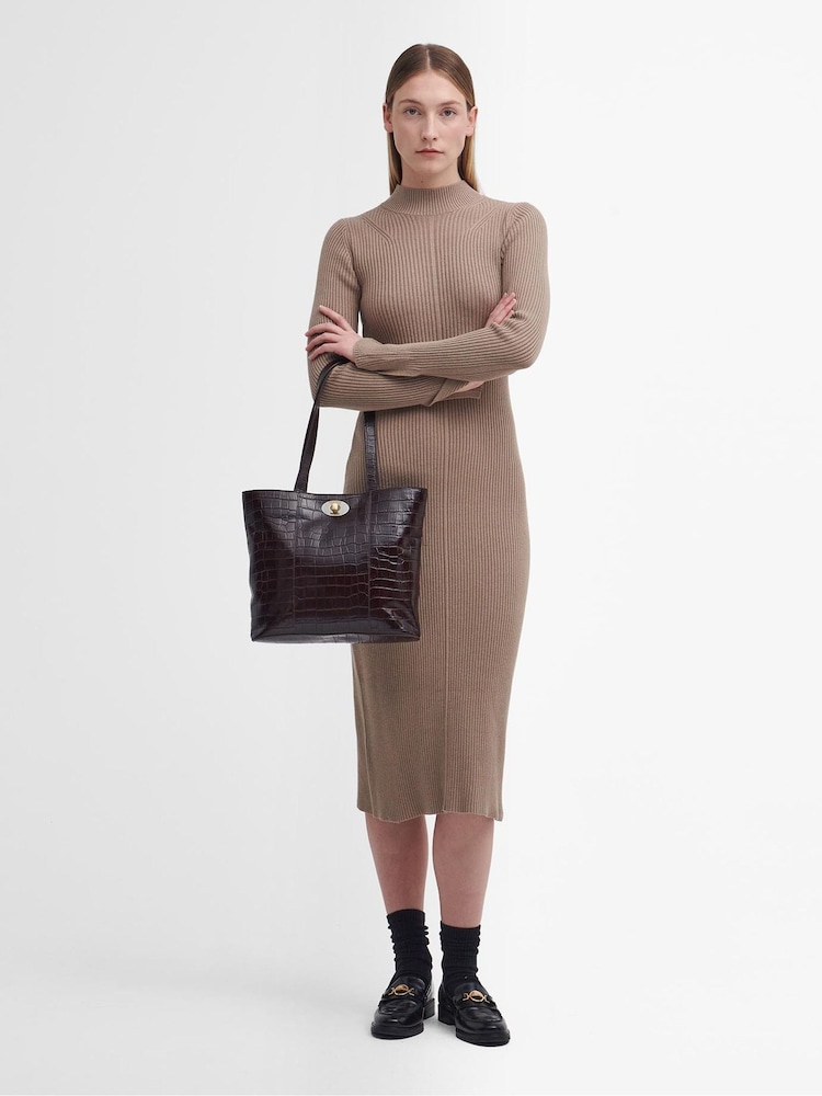 Barbour® Beige Francis Knitted 100% Cotton Midi Dress - Image 1 of 7