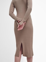 Barbour® Beige Francis Knitted 100% Cotton Midi Dress - Image 4 of 7