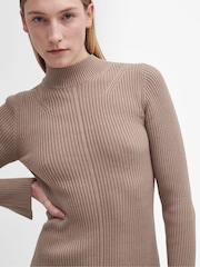 Barbour® Beige Francis Knitted 100% Cotton Midi Dress - Image 5 of 7