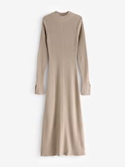 Barbour® Beige Francis Knitted 100% Cotton Midi Dress - Image 7 of 7