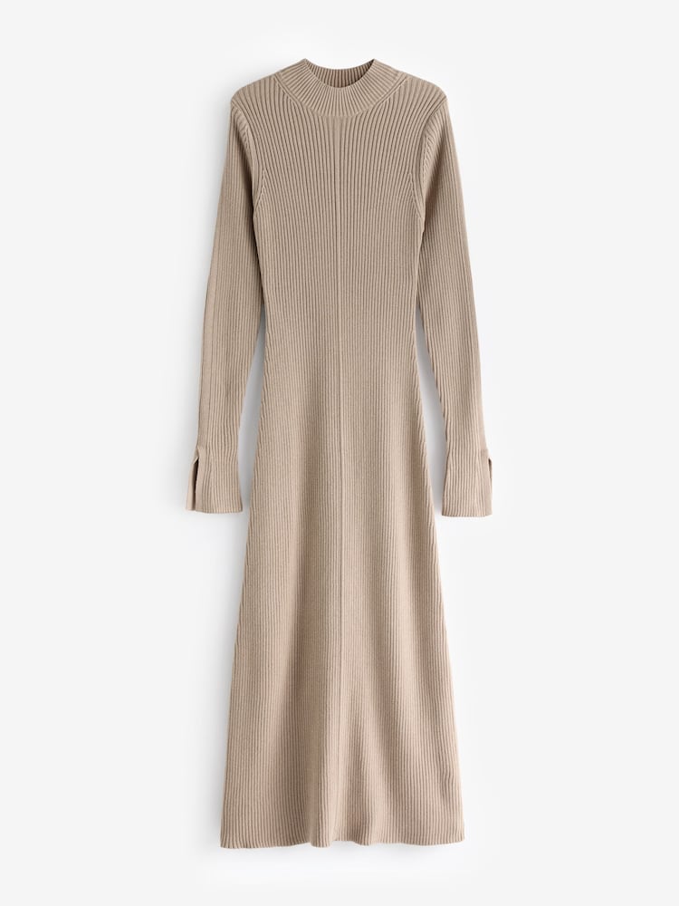 Barbour® Beige Francis Knitted 100% Cotton Midi Dress - Image 7 of 7