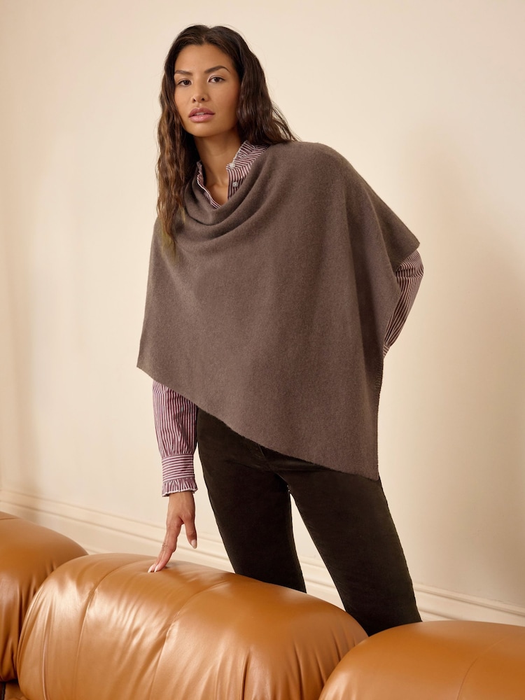 Brun foncé - Poncho Gassato en cachemire Pure Collection - Image 1 sur 3