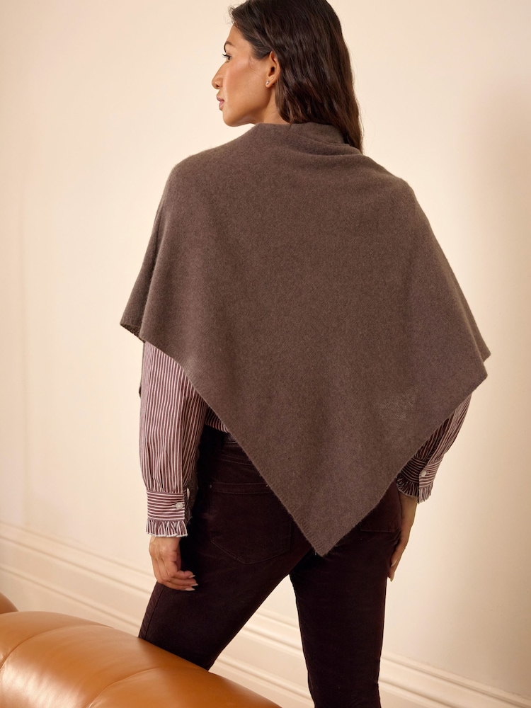 Brun foncé - Poncho Gassato en cachemire Pure Collection - Image 2 sur 3