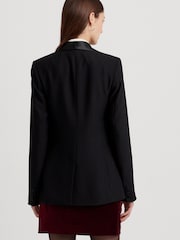 Lauren Ralph Lauren Black Satin Trim Crepe Blazer - Image 3 of 6