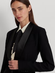 Lauren Ralph Lauren Black Satin Trim Crepe Blazer - Image 5 of 6