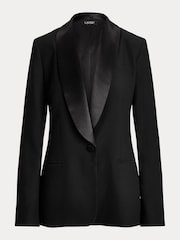 Lauren Ralph Lauren Black Satin Trim Crepe Blazer - Image 6 of 6