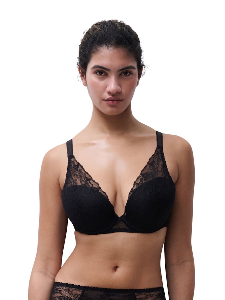 Chantelle Black Kiss Lace Plunge Underwired Bra - Image 1 of 5 Chantelle Black Kiss Lace Plunge Underwired Bra - Image 1 of 5