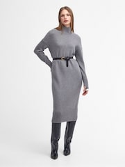 Barbour® Grey 100% Cotton Winona Chunky Knitted Midi Dress - Image 1 of 8