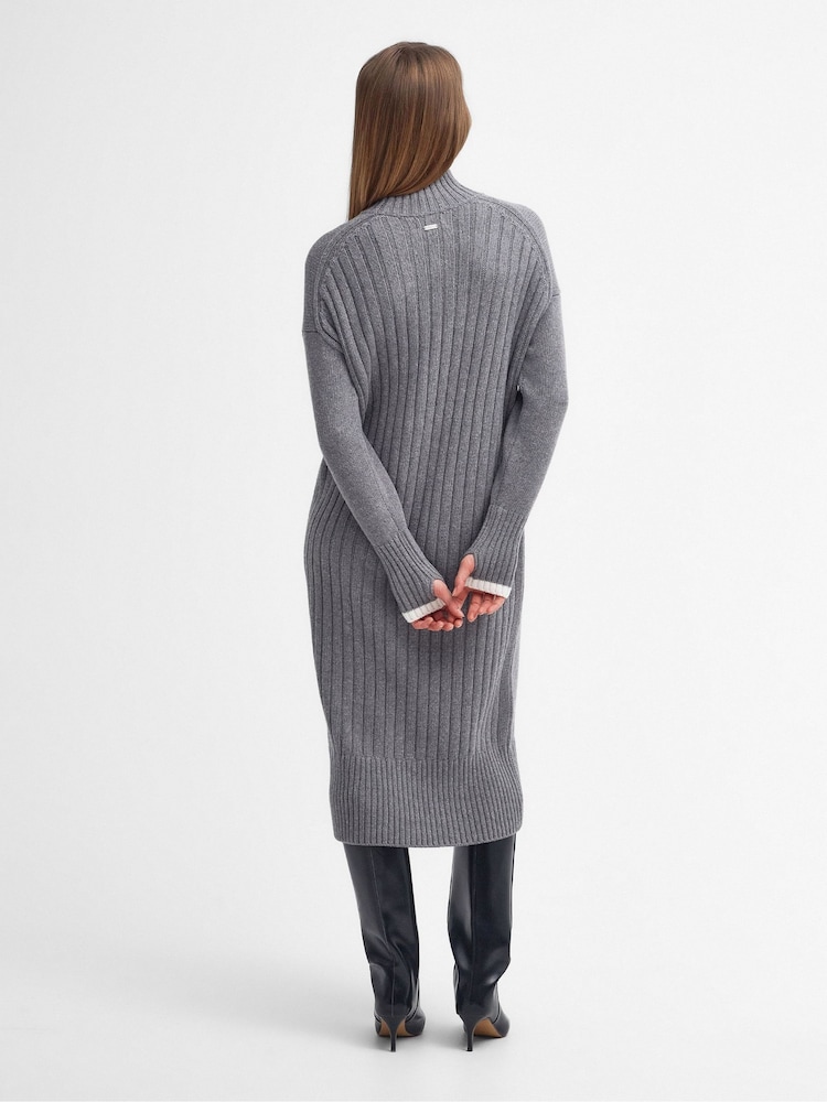 Barbour® Grey 100% Cotton Winona Chunky Knitted Midi Dress - Image 2 of 8