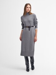 Barbour® Grey 100% Cotton Winona Chunky Knitted Midi Dress - Image 3 of 8