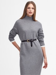 Barbour® Grey 100% Cotton Winona Chunky Knitted Midi Dress - Image 4 of 8
