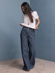 Mint Velvet Blue Pinstripe Wide Jeans - Image 2 of 8