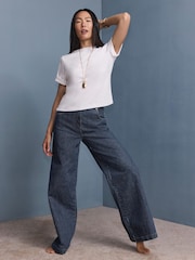 Mint Velvet Blue Pinstripe Wide Jeans - Image 3 of 8
