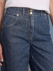 Mint Velvet Blue Pinstripe Wide Jeans - Image 4 of 8