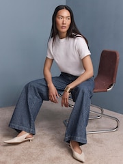 Mint Velvet Blue Pinstripe Wide Jeans - Image 5 of 8
