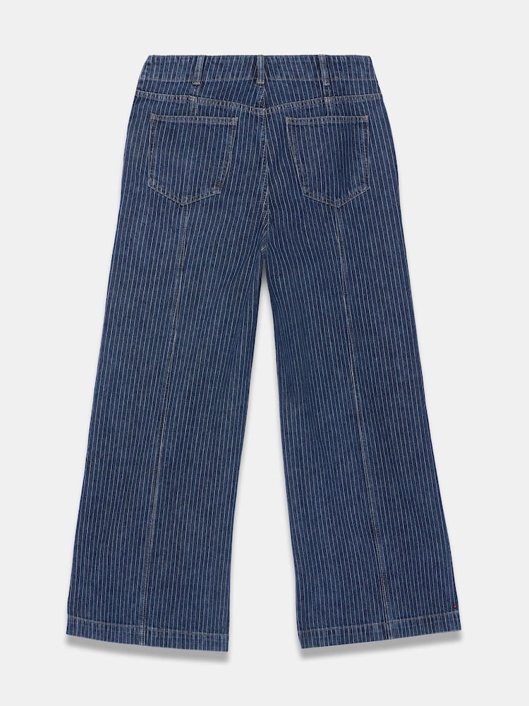 Mint Velvet Blue Pinstripe Wide Jeans - Image 8 of 8