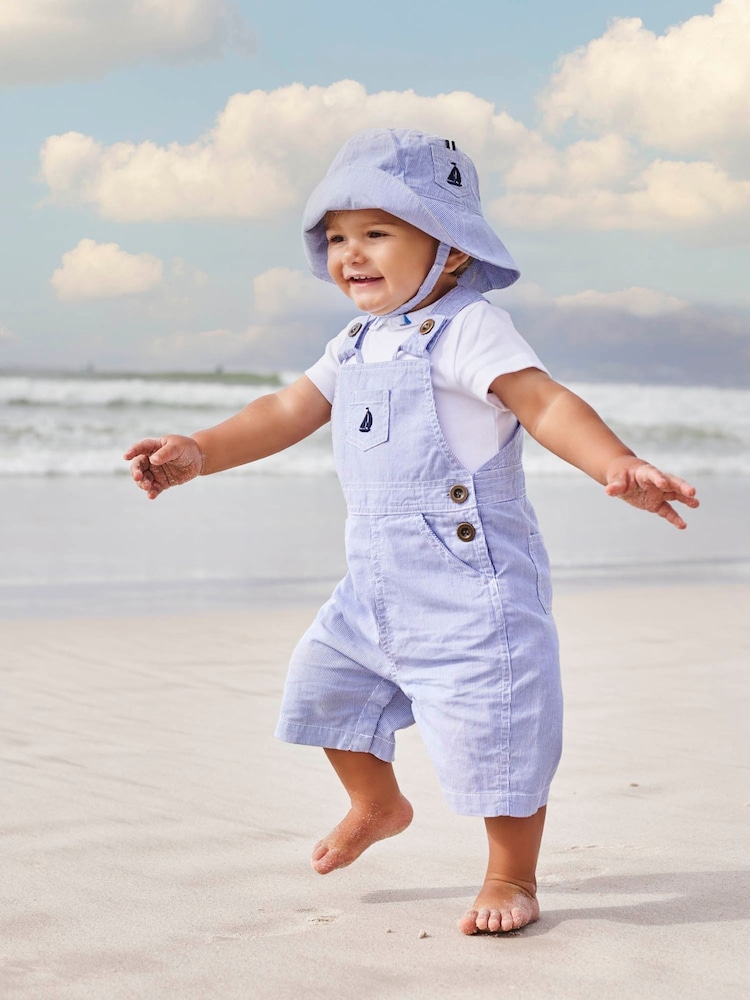 JoJo Maman Bébé Blue Boat Stripe Dungarees - Image 1 of 3