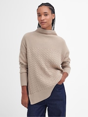 Barbour® Beige 100% Cotton Stitch Guernsey Knitted Cape Jumper - Image 1 of 7