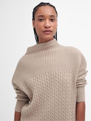 Barbour® Beige 100% Cotton Stitch Guernsey Knitted Cape Jumper - Image 2 of 7