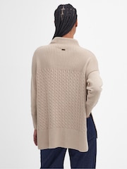 Barbour® Beige 100% Cotton Stitch Guernsey Knitted Cape Jumper - Image 3 of 7