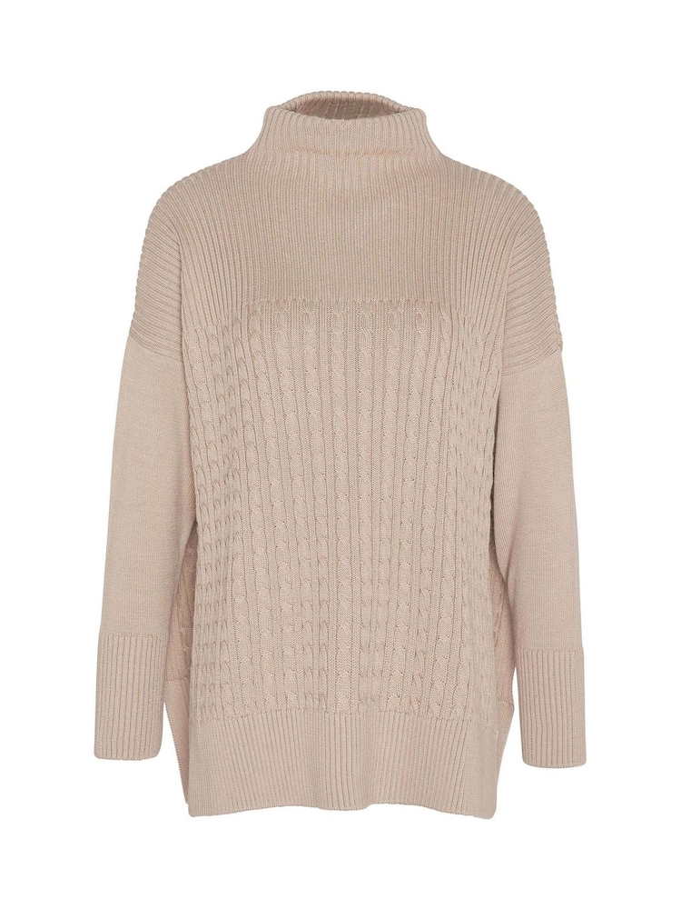 Barbour® Beige 100% Cotton Stitch Guernsey Knitted Cape Jumper - Image 7 of 7