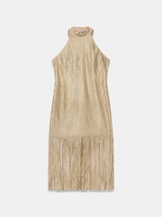 Mint Velvet Natural Halter Disc Fringed Mini Dress - Image 7 of 8