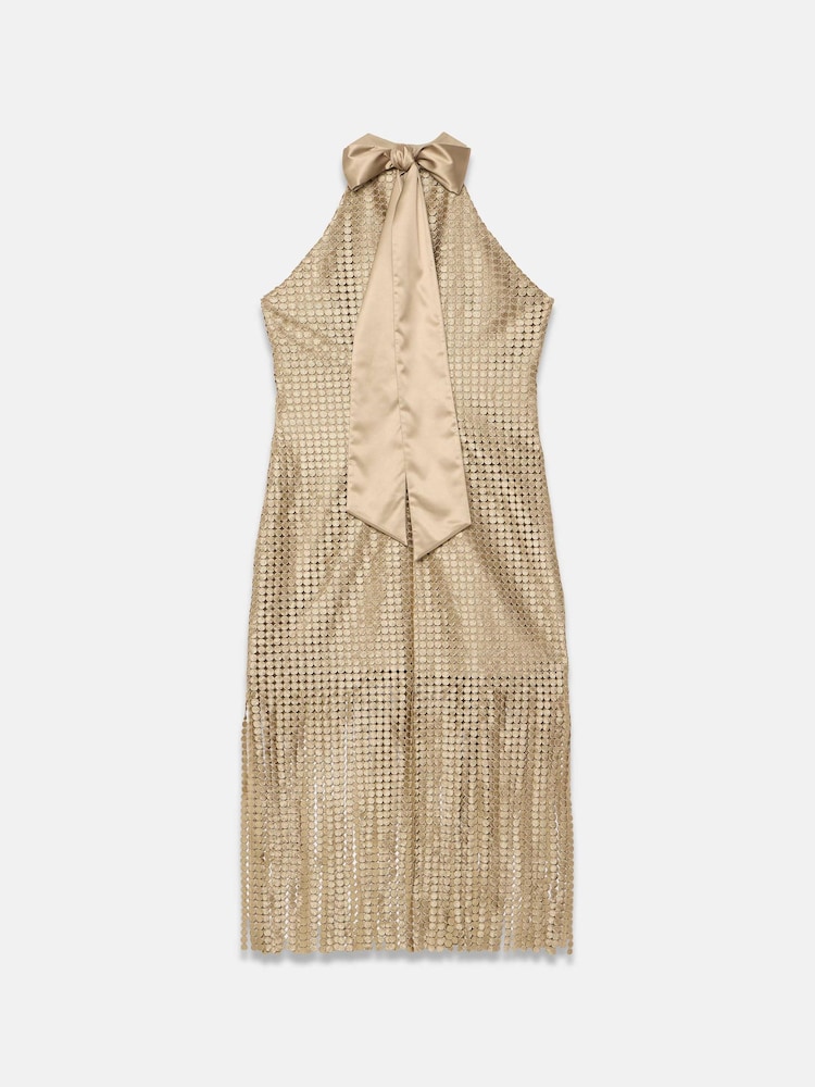 Mint Velvet Natural Halter Disc Fringed Mini Dress - Image 8 of 8 Mint Velvet Natural Halter Disc Fringed Mini Dress - Image 8 of 8